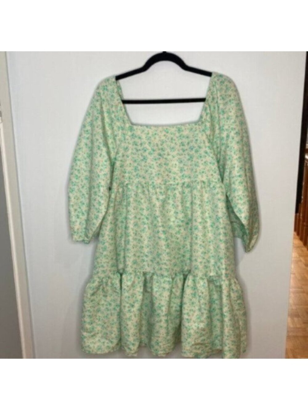 Levi's Women Green Floral Electric Dolci Baby Doll Dress Size XL